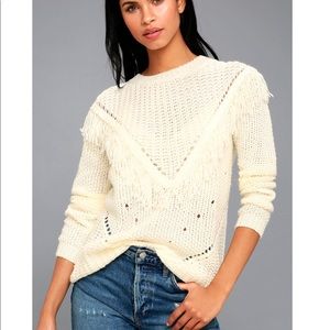 Bess cream fringe knit sweater